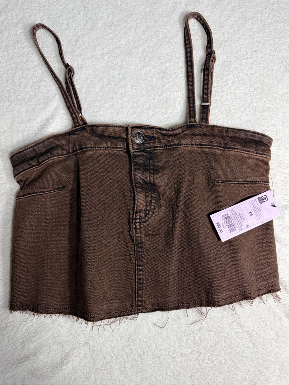 Wild Fable Brown Denim Corset Style Crop Top - Size XS - Picture 2 of 5